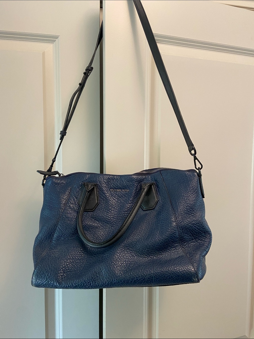 Michael Kors Deep Navy Pebbled Leather Shoulder Bag